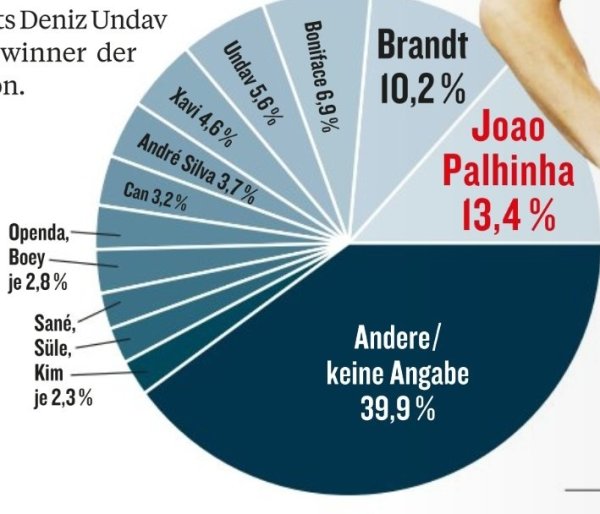 The kicker voted for the most failed player in the Bundesliga this season: Paligna ranked first, Brant second