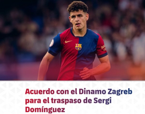 Barcelona official: 20-year-old central defender Sergi Domingos transfers to Dynamoda agreement for Zagreb