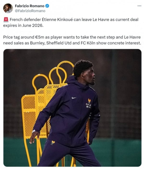 Romano: Le Havre s central defender vault may leave the team & priced at 5 million euros, Burnley and other teams are interested