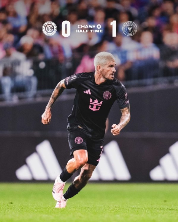 Halftime - Miami International temporarily led New York City 1-0, Messi made a direct pass and assist