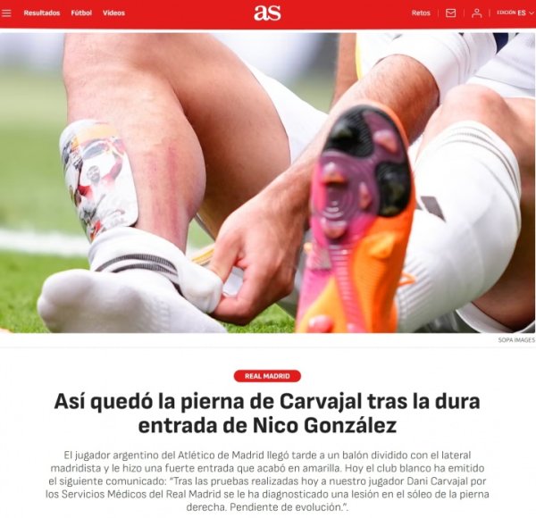 pain! Carvajal s injury moment: Three blood marks were thrown out of the sole of Gonzalez s calf