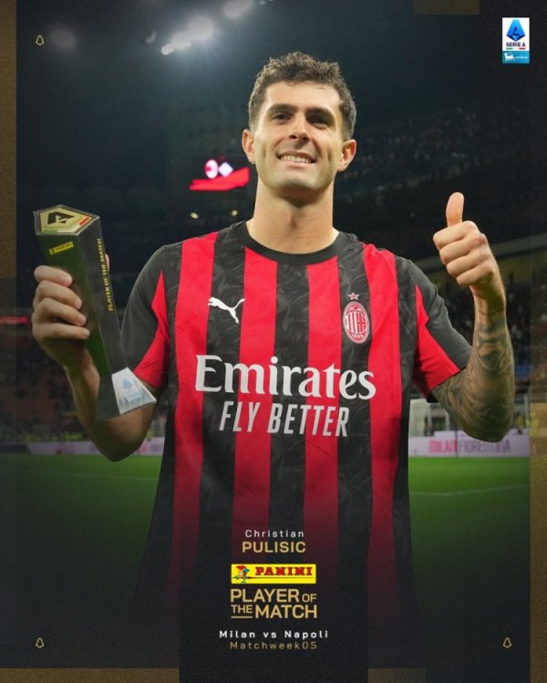 Passing and shooting to achieve success! Official: Pulisic was elected Napoli s best player 2-1