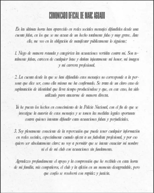 Harassment of women? Elche player Aguado denies: totally false and unfounded