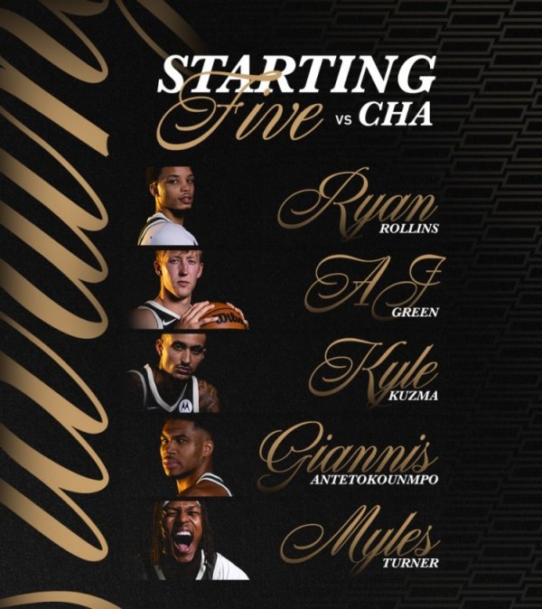 Bucks starting: Kuzma replaces Trent, partnering Turner/Antetokounmpo//AJ Green/Rollins