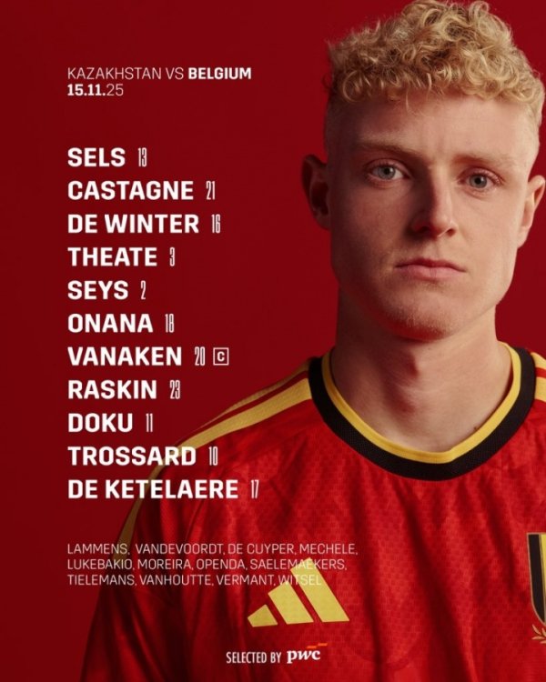 Win and qualify! Belgium s away game against Kazakhstan starts: Trossard and Doku play